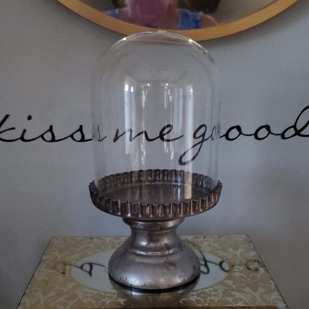 Rustic Tin Glass Cloche